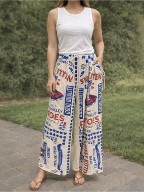 Kathmandu Imports Upcycled Sweet Kitten Wide‑Leg Pants – One Size NWOT